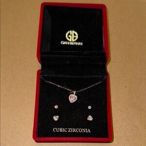 Giani Bernini Silver Cubic Zirconia Necklace NWT 16 inch w/3 inch extender